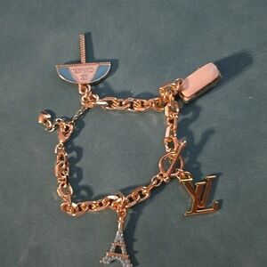 Gold and Turquoise Charm Bracelet BEAUTIFUL PIECE!!